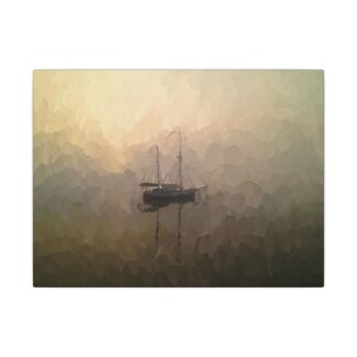 “Sailboat in Fog” – oils on stretched canvas